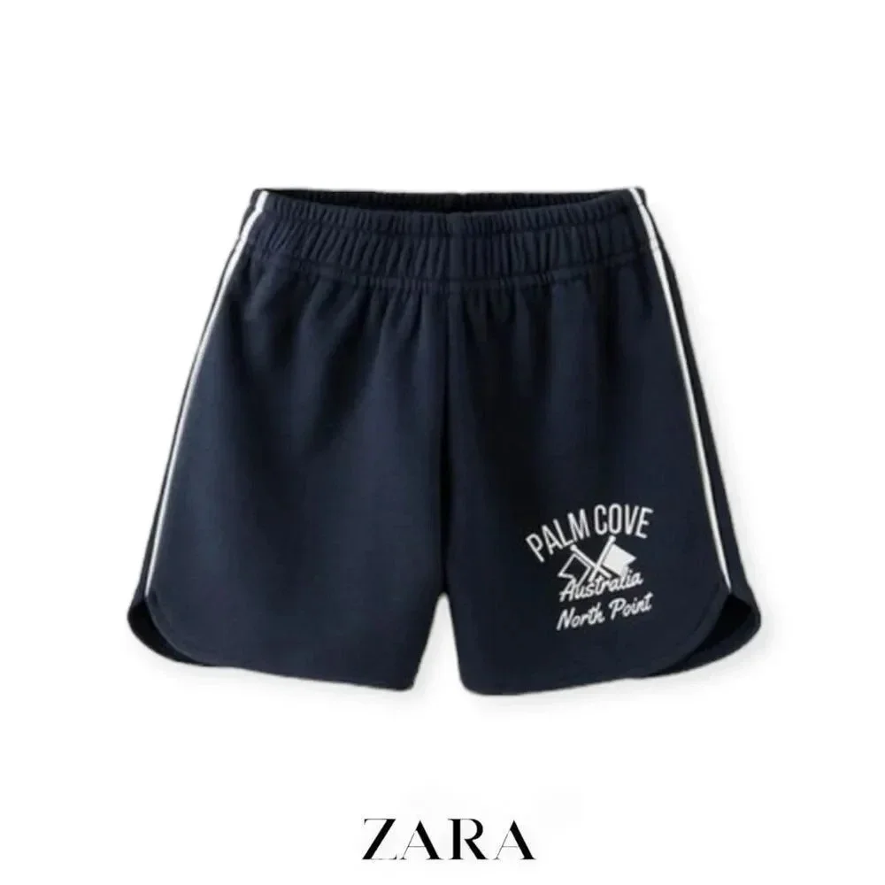 ZARA Kids | Navy | VARSITY PLUSH SHORTS